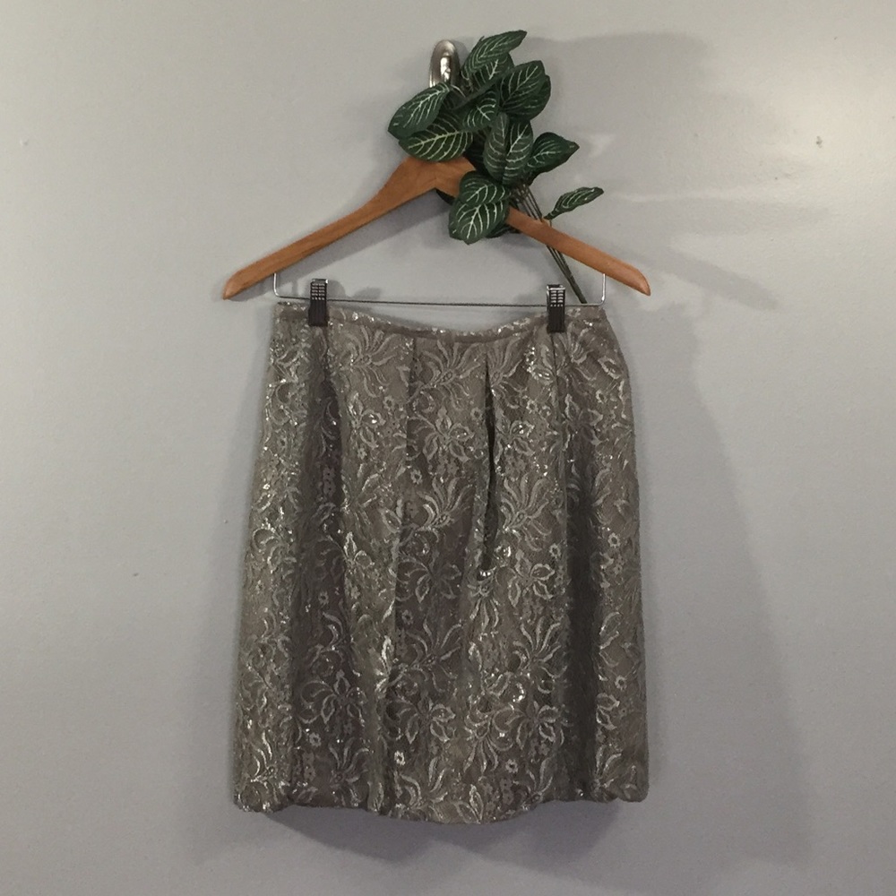 Loft Lacey Metallic Skirt Petite 8